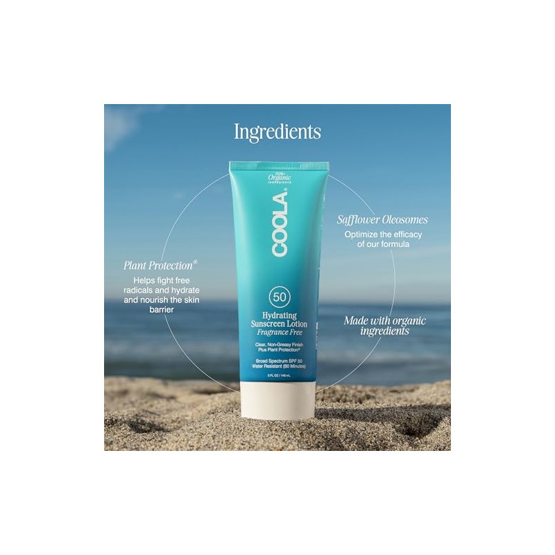 COOLA COOLA Organic Sunscreen SPF 50 Sunblock Body Lotion, Dermatologist