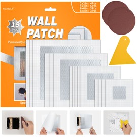 Wall Patch Kit, 15 Pieces Aluminum Self-Adhesive Mesh Repair Patches for Drywall, Multiple Sizes 2/4/6/8 Inch, Permanently Repairs Damaged Walls and Ceilings
