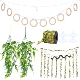 Coldairsoap Snake Climbing Vines with Reptile Plants Kit, Handcrafted Jungle Vines, Snake Enclosure Accessories for Ball Pythons, Corn Snakes, Bearded Dragon, Chameleon, Lizard, Snake Enrichment Toys