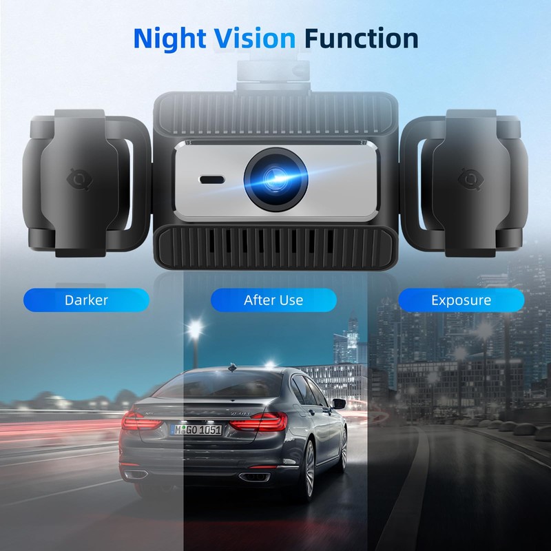 Hodozzy 4 Channel Dash Cam Car 1080P, 360° View Front