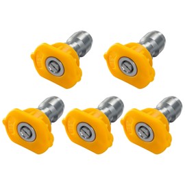 Podoy Pressure Washer Sprayer Nozzle Tip 1/4" Size 3.0, Yellow 15 Degree Stainless Steel for 1500 Psi, 2000 Psi & 2500 Psi Pressure Washer （Pack of 5）