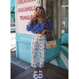 Zara NWT_ZARA SS24 HIGH-WAIST EMBROIDERED CULOTTES ZW COLLECTION PANTS 2731/240 - XL