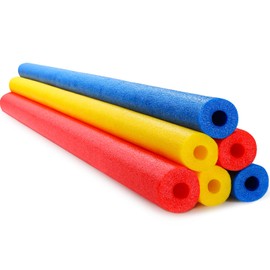 Hollowfly 6 Pack Pool Noodles Swimming Floating Foam Tube Extra Large Hollow Bright Swimming Pool Noodles Bulk Heavy Duty for Adults(red, Yellow, Blue, 40 x 1.6 Inch)