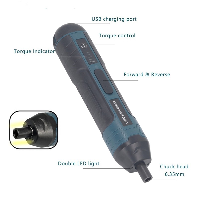Electric Screwdriver USB Rechargeable 3.6V 4Nm Power Screwdriver with LED