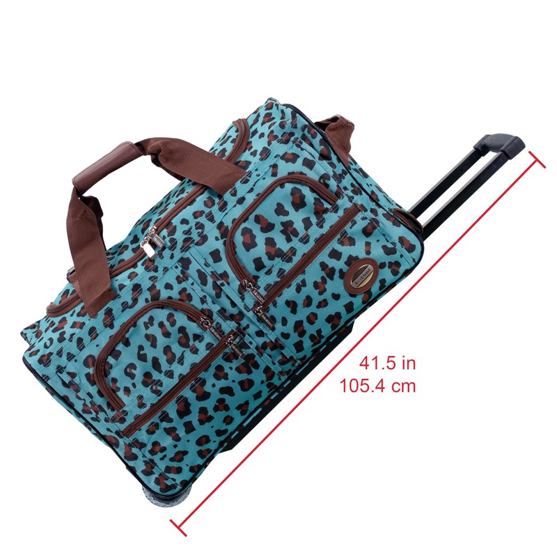 Rockland Rolling Duffel Bag, BLUELEOPARD, 22"