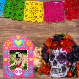 Engrowtic 10 Pcs Day of the Dead Altar Photo Frames Dia De Los Muertos Wooden Picture Frames Wood Day of the Dead Decorations Altar Supplies Memory Shadow Gift for Home Tabletop Display Centerpieces