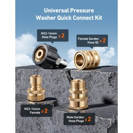 AstroAI Pressure Washer Quick Disconnect Kit: M22 Swivel, 3/8'' & 3/4" Quick Connect Adapters for Enhanced Flexibility