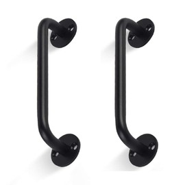 Tubular Barn Door Handle Black Stair Railing Grab Bar for Sliding Door Door Garage (Pack of 2)