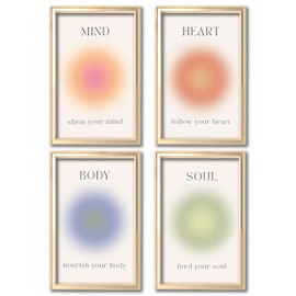 Pack of 4 Poster Set Heart Mind Soul, Aura Poster, Posters for Bedroom Aesthetic, Aesthetic Posters, Preppy Pictures