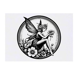 'Fairy with a Flower' Temporary Tattoo - Water Resistant, Skin-Safe, Non-Toxic Transfer (TO00070291)