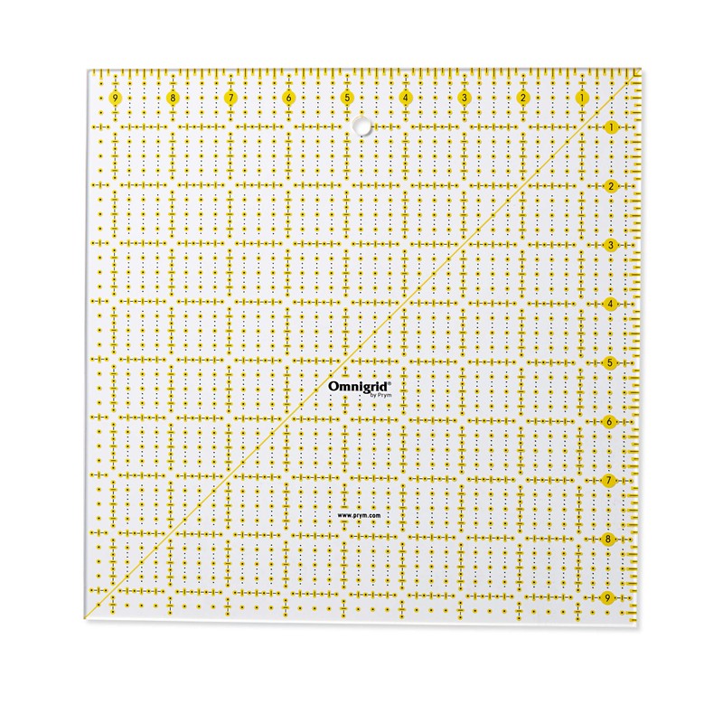 Prym 611480 Universal 9.5 x 9.5 Inch Omnigrid Ruler, Plastic,