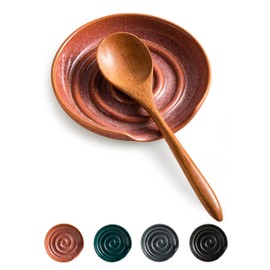 Cormomu Spoon Holder, Ceramic Spoon Rest for Stove Top, Large Spoon Holder for Spatula, Coffee Spoon, Spoon Cradle, Farmhouse Cooking and Coffee Spoon Rest, Red