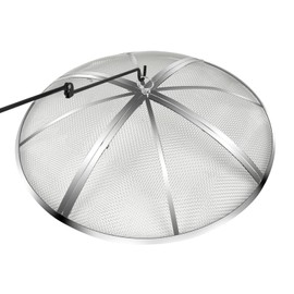 24 Inch Fire Pit Spark Screen,Stainless Steel Fire Pit Screen Cover with Handle&Poker,Outdoor Fire Pit Screen Cover Round Mesh Lid Heavy-Duty for Backyard/Beach/RV Camping