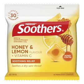 Soothers Honey and Lemon Sore Throat Lozenges 30 Pack, 120g