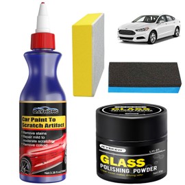 2 Stück Auto Kratzer Reparaturset, Auto Kratzer Entferner, Glaspolitur, Mit Schwämmchen, Glaspolierpulver, Autolack kratzer Reparaturset, für auto Verschiedene Oberflächen