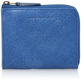 Soup Flash No. 76176 Wallet Bifold L-Shaped Zipper, Men's, Women's, Compact, Thin, Cowhide Leather, Leather, Lightweight, Leather, blue