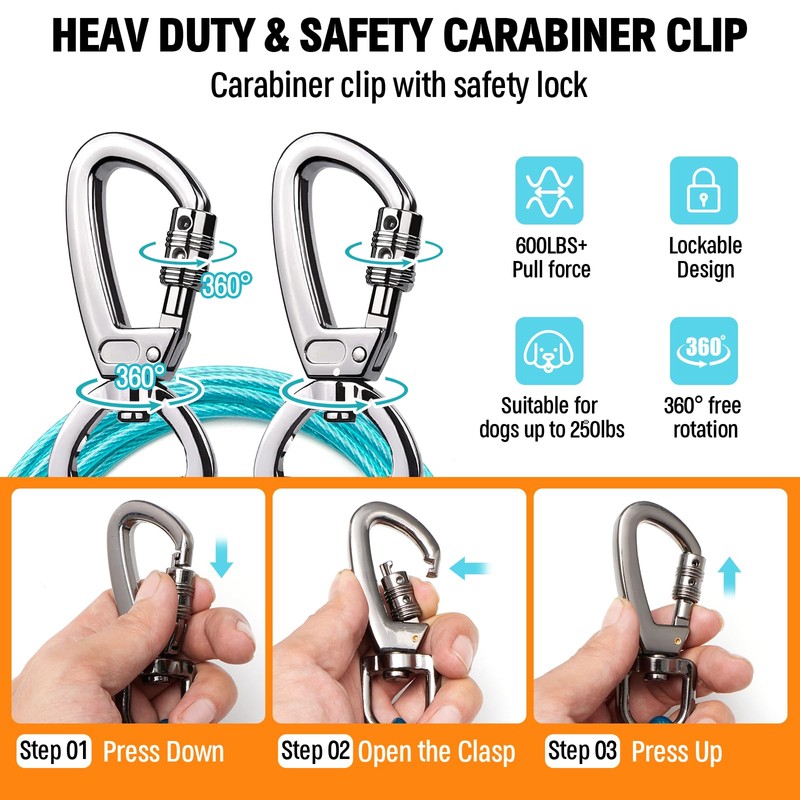 Upgraded Heavy Duty Dog Trolley System - 150ft with 10ft