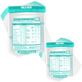 Resurhang 100 Pack Zipper Microwave Steam Bags set 70 Medium and 30 Large Sizes Reusable Cooking Pouch Microwave Cooking Bags for Vegetables Potatoes and Meat