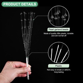 M METERXITY 100-Pack String Pearl Stick 9 Inch 4mm Pearls String Beaded Stick Pearl Bouquet Plastic Bead String Garland for DIY Crafts/Bouquet/Christmas/Wedding/Party [Black]