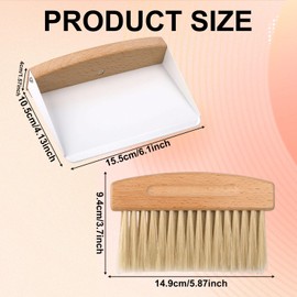 Mini Dustpan and Brush Set, Small Portable Cleaning Brush and Dust pan Combo Hand Broom and Dustpan Set Wooden Table Crumb Sweeper for Cleaning Desktop, Kitchen, Bed, Car, Animal Cage & Windowsill