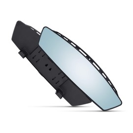 Verivue Mirrors Universal 12 Inch Interior Clip On Panoramic Curved Convex Rearview Mirror - Blue Tint - Clip On - Wide Angle - For Use in Car, SUV, Truck