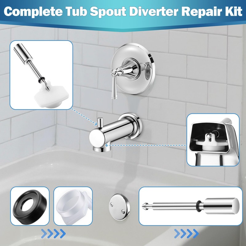 Enhon 2 Set Tub Spout Diverter Repair Kit, Includes 2