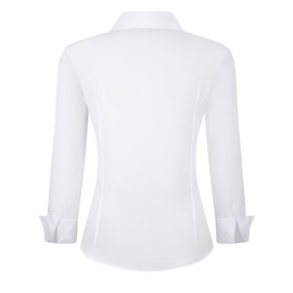 Esabel.C Womens Button Down Shirts Wrinkle Free Long Sleeve Regular Fit Stretch Work Blouse, White, XXL