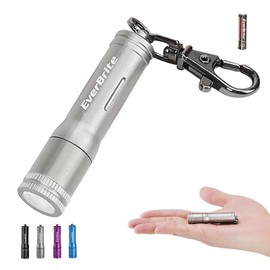 EverBrite Keychain LED Flashlight Mini Bright Key Ring Portable Pocket Torch for EDC, Party Favors, Night Reading, Camping, Power Outage, Emergency, AAA Battery Included, Gray