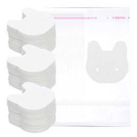 PATIKIL Earring Display Cards, 150 Pcs Cat Shaped Jewelry Hanging Earring Display Holder Card with 150 Pcs Clear Bags for Selling Earrings Ear Studs, White