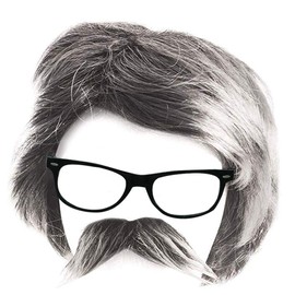 REU GLOBAL Old Men Costume for kids Kit Granny Grandpa Wig Costume Set for Adults Teens and Children