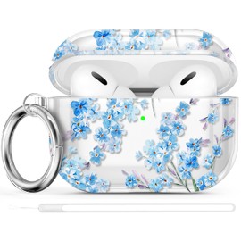 Maxjoy for AirPods Pro 2nd/1st Generation Case, Clear Flower AirPods Pro 2 Case for Women Girly Cute Soft AirPod Pro 2 Cover with Keychain Strap for AirPod Pro Cover 2023/2022/2019, Floral