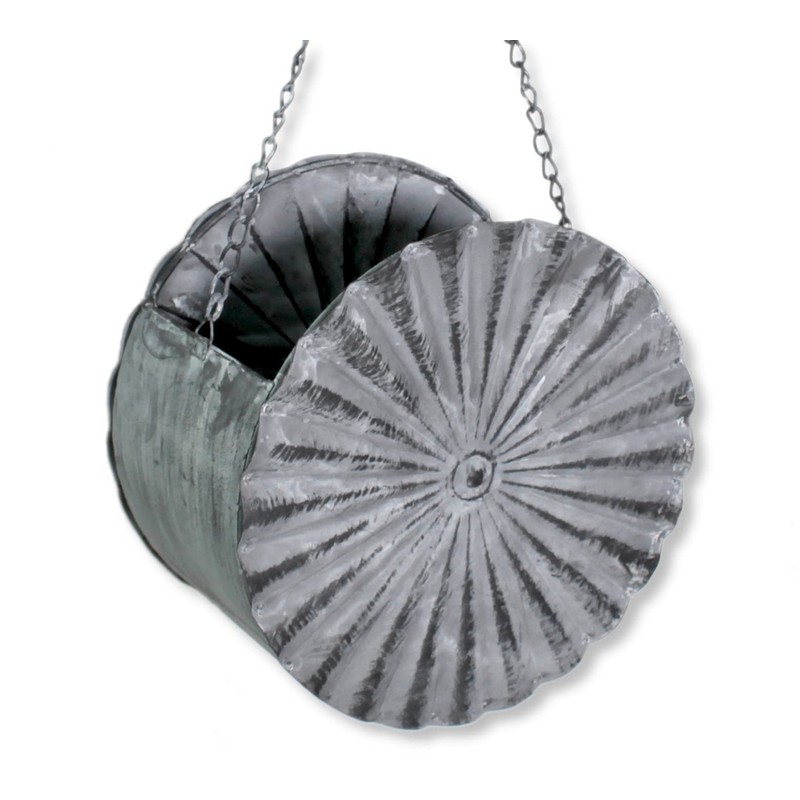 DARO DEKO Metal Hanging Basket Round Diameter 15 cm Grey
