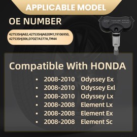 Tire Pressure Monitoring System Sensor (TPMS) Compatible with Odyssey Ex Odyssey Exl Odyssey Lx Element Lx Element Ex Element Sc 42753SHJA82 42753SHJA820M1 42753SHJ306 D7OZ7A377A TM44 315 Mhz 4-pc