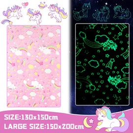 Glow In The Dark Unicorn Blanket For Girls,Luminous Unicorns Blanket for Boys Girls,Super Soft Fuzzy Plush Flannel Furry Fleece Blanket Bed,Sofa,Birthday Unicorn Gifts (Unicorn 06, 130 x 150 cm)