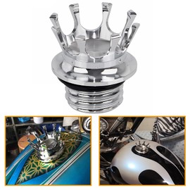 Cubierta de tapa de gas para motocicleta, estilo corona, adorno para Harley Sportster XL 1200 883 48 Dyna Road King FLSTN FXS (plata)