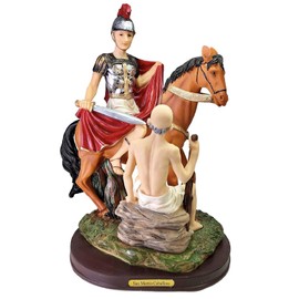 San Martin Caballero 12" Inch Religious Figure Brown Horse