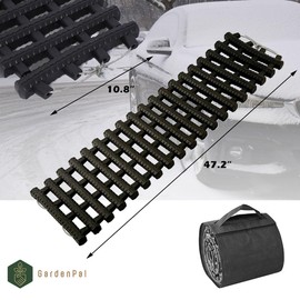 Gardenpal 120CM 2PCS Tire Traction Mat, Portable Emergency Devices for Snow, Heavy-Duty Rubberized Emergency Car Recovery Snow Ramps Tire Traction Tool (47.2 in/2pcs)