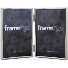 Frametigo Silver Plated Thin Edge Double Photo Frame - Fits Photo Size 5"x7" (13x18cm)