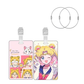 TJIUSI Anime Luggage Tags for Suitcases Funny Travel Luggage Baggage 2PCS Silicone Cute Usagi Travel Accessories Labels Belt Strap and 2PCS Stainless Steel String Loop for Bag Backpack Suitcase Plane