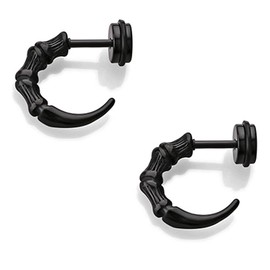 Dragon Claw Earrings For Men Stainless Steel Cool Punk Edgy Vintage Goth Gothic Dragon Claw Stud Earrings With Screw Back Jewelry (Black)