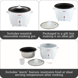 IMUSA USA GAU-00013 Electric Nonstick Rice Cooker 8-Cup (Uncooked) 16-Cup (Cooked), White