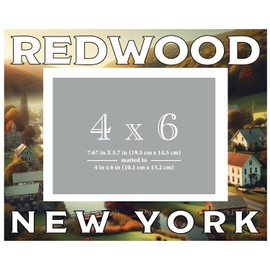 R and R Imports Redwood New York Souvenir Wooden Photo Frame Matted 4 x 6 Inch - Full Color Destination Design Keepsake 2-Pack
