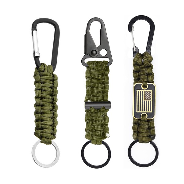 ZENGSING Braided Lanyard Ring Hook Clip, Pack of 3 Paracord