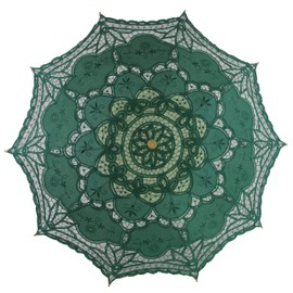 AEAOA Lace Parasol Umbrella Wedding Cotton Fashion Wooden Handle Decoration Umbrella Photo Lady Costume Adult Size (moss green)