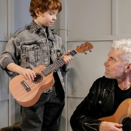 LIEKE Concert Ukulele 23 Inch Ukelele for Kids Adults Beginner,Mahogany Carbon Strings Professional Ukulele Musical instrument Gift with Bag Strap Tunner