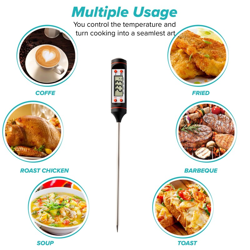 Meat Thermometer Instant Read Cooking Food Thermometer with Long Temperature