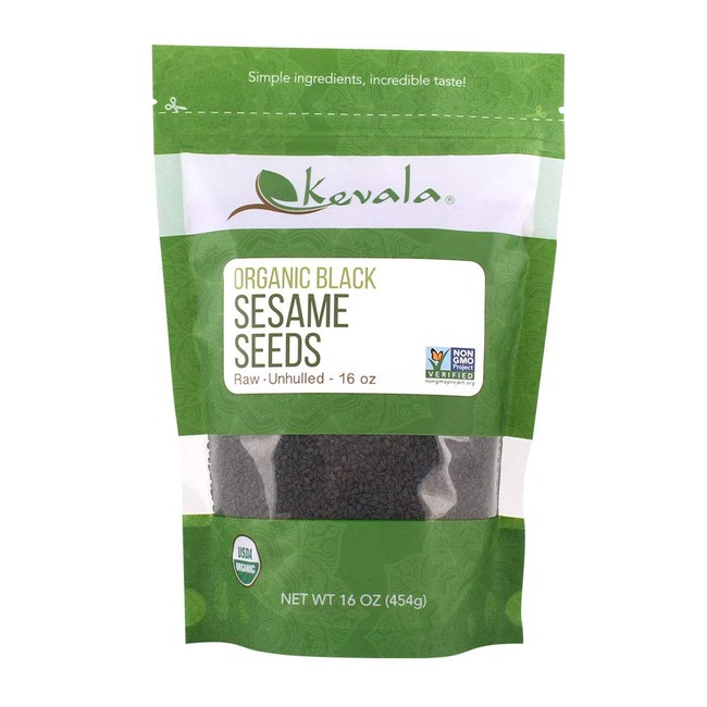 Kevala Organic Black Raw and Unhulled Sesame Seeds, 1 Pound