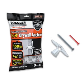 TOGGLER - Home, Furniture & DIY:DIY Materials:Nails, Screws & Fasteners:Wall Plugs & Fixings - All Products - Toggler TC Drywall Wall Plugs 16 -19MM Depth - 72KG Load - Pack Of 5