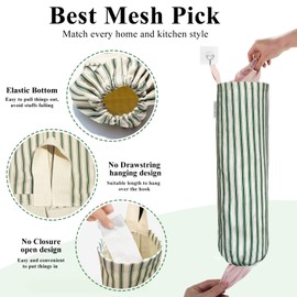 TOGETRUE Plastic Bag Holder, Wall Mount Grocery Bag Holder, Reusable Trash Bag Organizer for Home Kitchen Pantry Decor (Green)