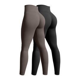 OQQ Women's 2 Piece Yoga Legging Seamless Workout High Waist Butt Liftings Athletic Leggings Black Tea Leaf